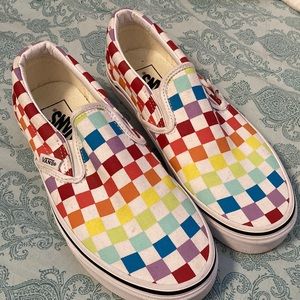 rainbow checkered vans men